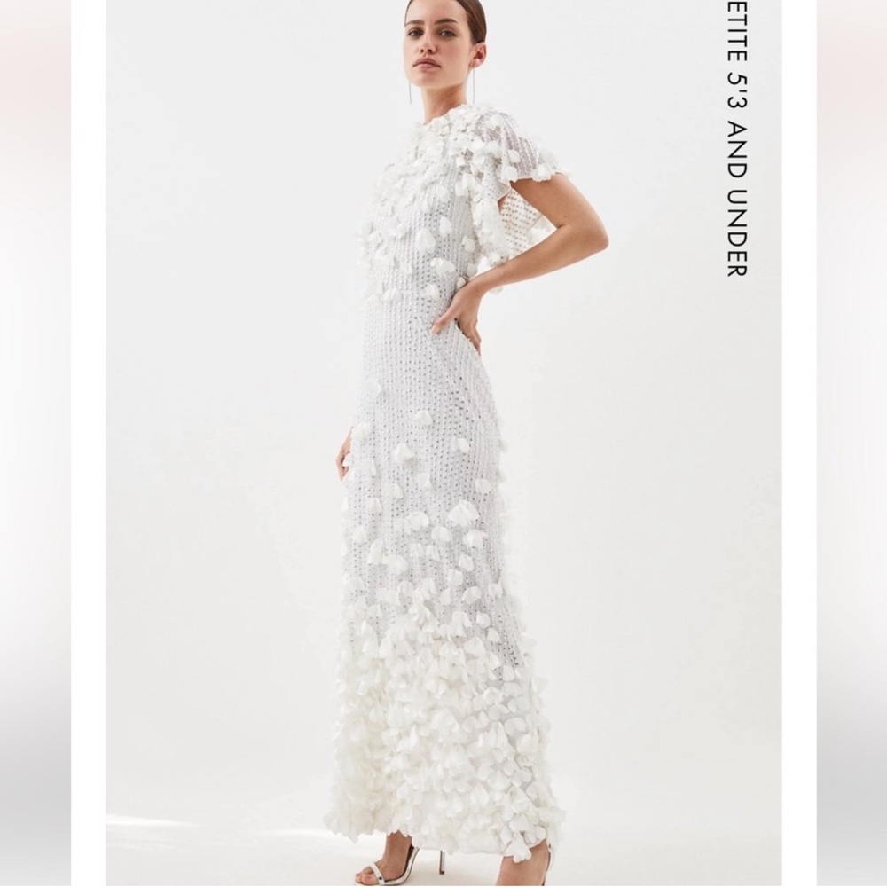 Karen Millen Crystal Applique Angel Sleeve Woven Maxi Dress